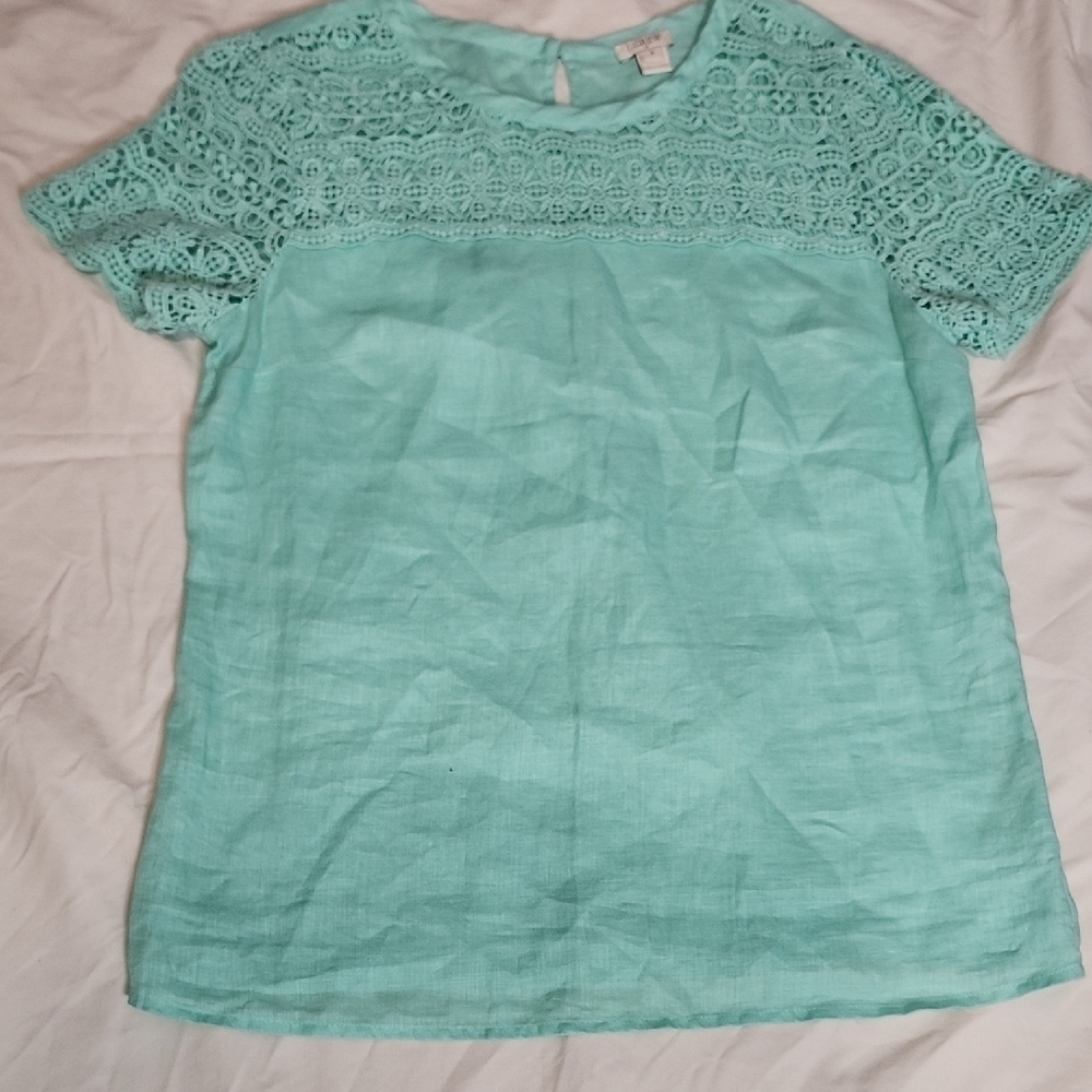J. Crew Green Cropped Boxy T-Shirt